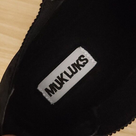Muk Luks New Black Wedge Heel Lug Sole Ankle Boots 9 - Picture 6 of 7